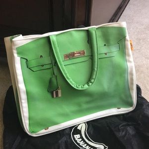 Canvas bag with Hermès  bag print
